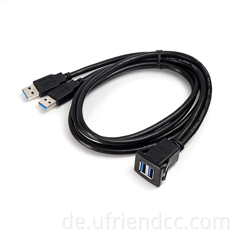 Kundenspezifischer männlicher bis weiblicher wasserdichte Flush Mount Dual USB3.0 Kabel